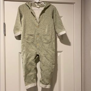 Sage green cotton hooded jumpsuit h&m